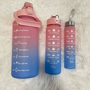 3pcs Water Bottles with Times to Drink and Straw,Motivation,Leakproof & BPA Free